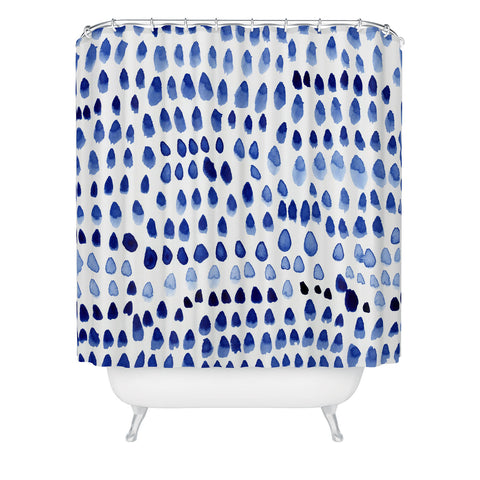 Iris Lehnhardt painted dots blue Shower Curtain