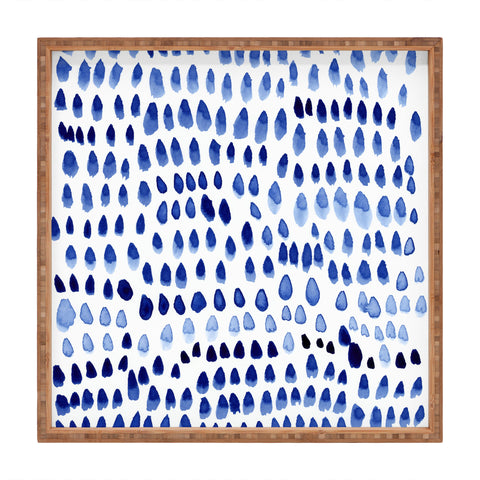 Iris Lehnhardt painted dots blue Square Tray