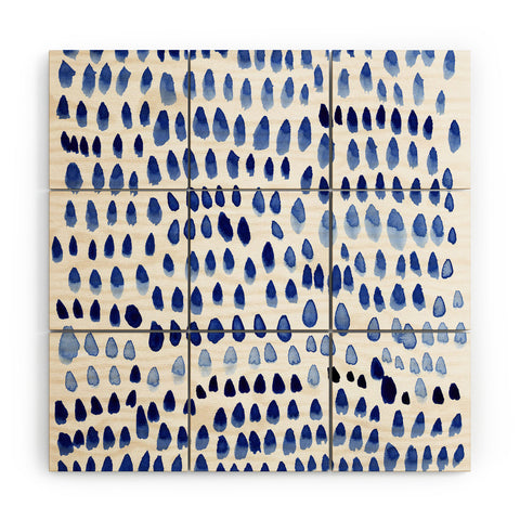 Iris Lehnhardt painted dots blue Wood Wall Mural