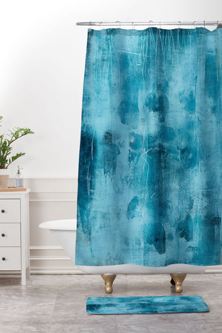 Iris Lehnhardt tex mix blue Shower Curtain And Mat