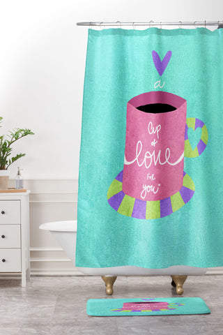 Isa Zapata A cup of love for you Shower Curtain And Mat