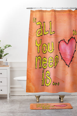 Isa Zapata All You Need Is Love Shower Curtain And Mat