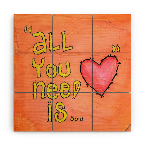 Isa Zapata All You Need Is Love Wood Wall Mural