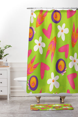 Isa Zapata Candy Flowers Shower Curtain And Mat