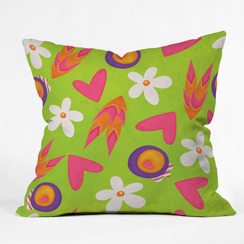Isa Zapata Candy Flowers Outdoor Throw Pillow