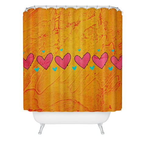 Isa Zapata Love Is In The Air Orange Shower Curtain