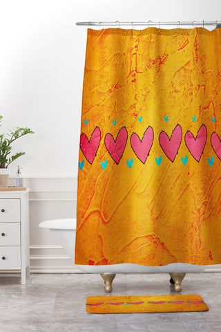 Isa Zapata Love Is In The Air Orange Shower Curtain And Mat