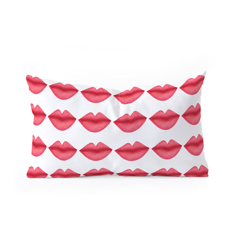 Isa Zapata My Lips Pattern Oblong Throw Pillow