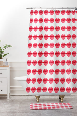 Isa Zapata My Lips Pattern Shower Curtain And Mat