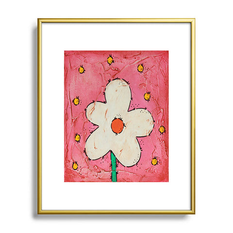 Isa Zapata The Flower Pink BK Metal Framed Art Print