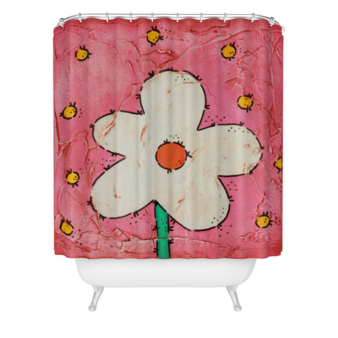 Isa Zapata The Flower Pink BK Shower Curtain