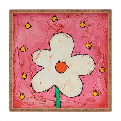 Isa Zapata The Flower Pink BK Square Tray