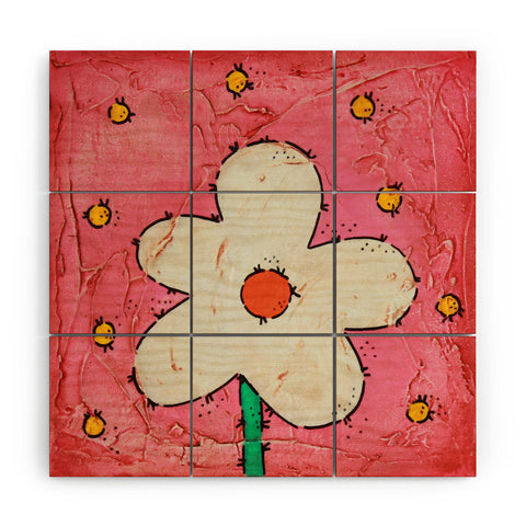 Isa Zapata The Flower Pink BK Wood Wall Mural