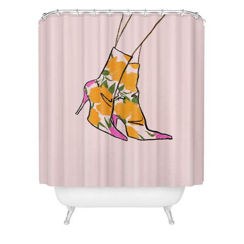 isabelahumphrey Floral Boots Shower Curtain