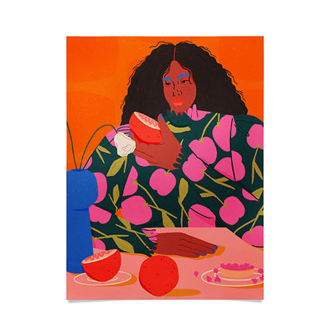 isabelahumphrey Still Life of a Woman with Dessert and Fruit Poster