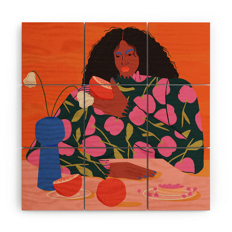 isabelahumphrey Still Life of a Woman with Dessert and Fruit Wood Wall Mural