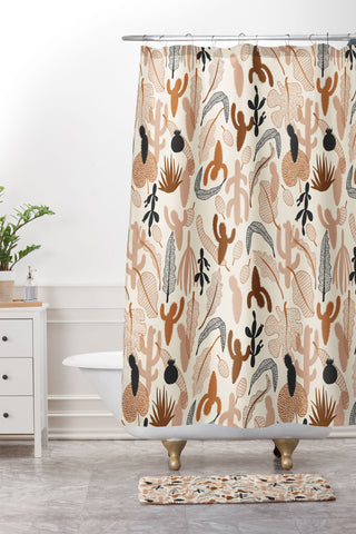 Iveta Abolina Cactaceae Cream Shower Curtain And Mat