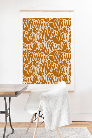 Iveta Abolina Chunky Squiggle Caramel Linen Art Print And Hanger