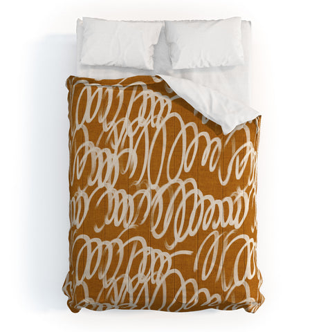 Iveta Abolina Chunky Squiggle Caramel Linen Comforter
