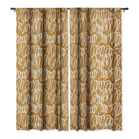 Iveta Abolina Chunky Squiggle Caramel Linen Blackout Window Curtain