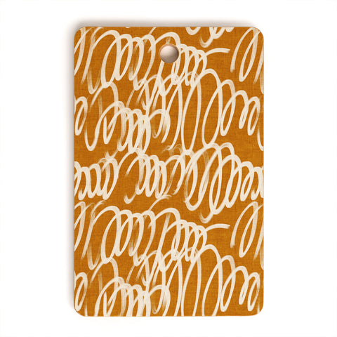 Iveta Abolina Chunky Squiggle Caramel Linen Cutting Board Rectangle