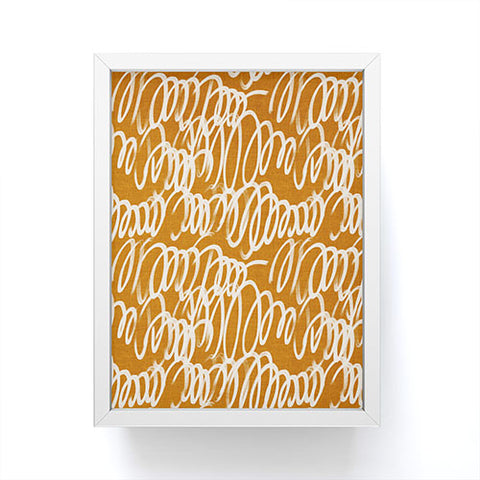 Iveta Abolina Chunky Squiggle Caramel Linen Framed Mini Art Print