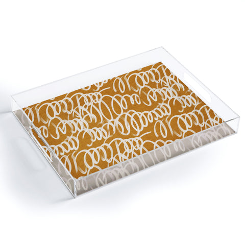 Iveta Abolina Chunky Squiggle Caramel Linen Acrylic Tray