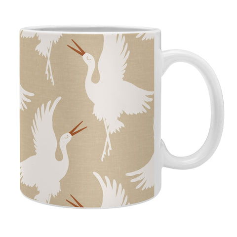 Iveta Abolina Cream Cranes Tan Coffee Mug