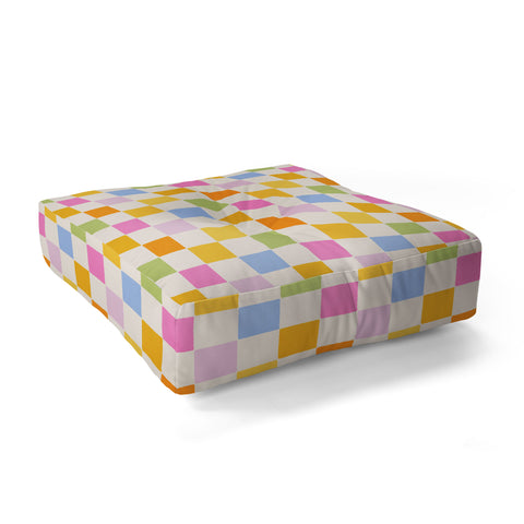 Iveta Abolina Eclectic Checker Check Cream Floor Pillow Square