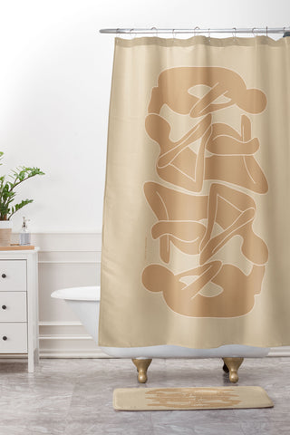 Iveta Abolina Exlibris Tan II Shower Curtain And Mat