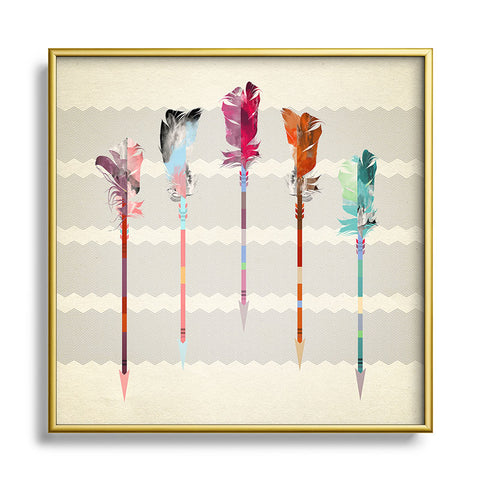 Iveta Abolina Feathered Arrows Metal Square Framed Art Print
