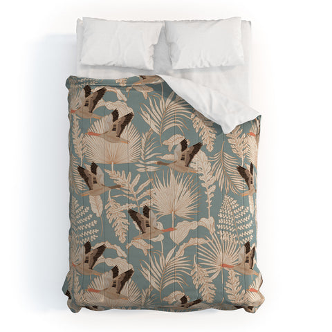 Iveta Abolina Geese and Palm Teal Comforter