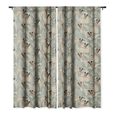 Iveta Abolina Geese and Palm Teal Blackout Window Curtain