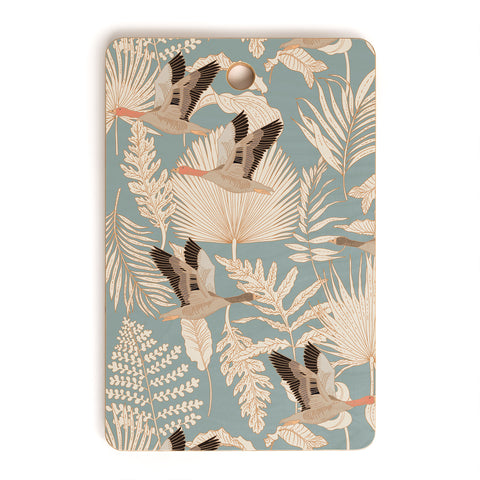 Iveta Abolina Geese and Palm Teal Cutting Board Rectangle