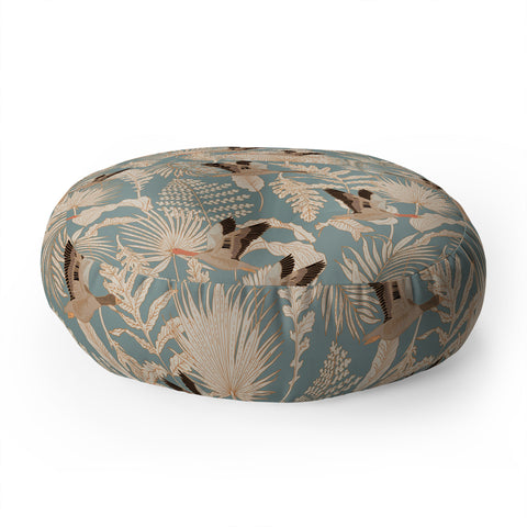 Iveta Abolina Geese and Palm Teal Floor Pillow Round