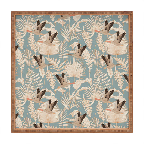 Iveta Abolina Geese and Palm Teal Square Tray