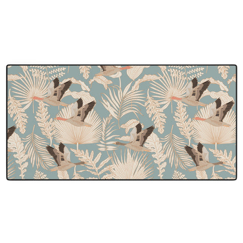 Iveta Abolina Geese and Palm Teal Desk Mat