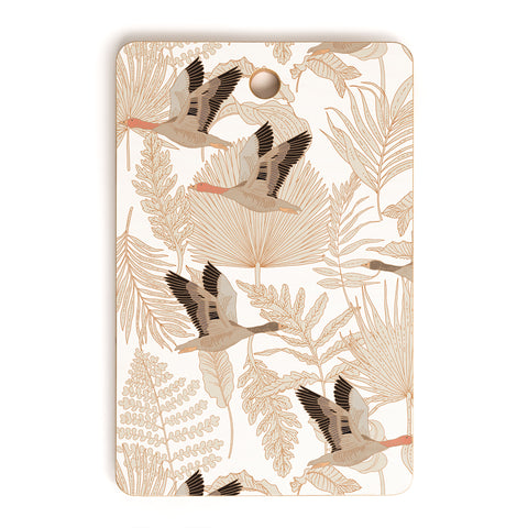 Iveta Abolina Geese and Palm White Cutting Board Rectangle