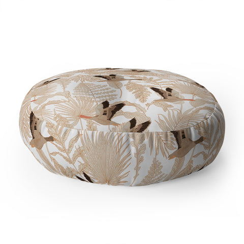 Iveta Abolina Geese and Palm White Floor Pillow Round