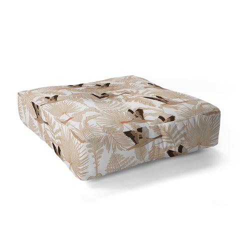 Iveta Abolina Geese and Palm White Floor Pillow Square