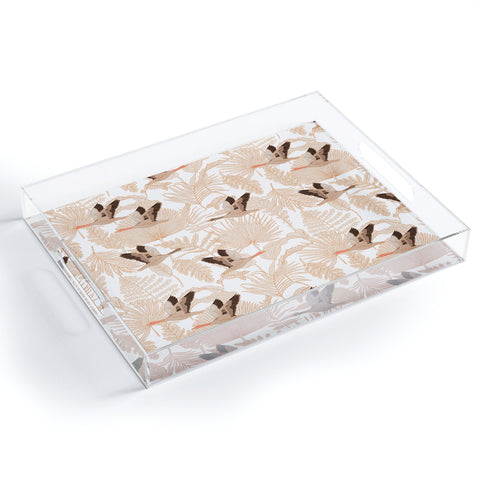 Iveta Abolina Geese and Palm White Acrylic Tray