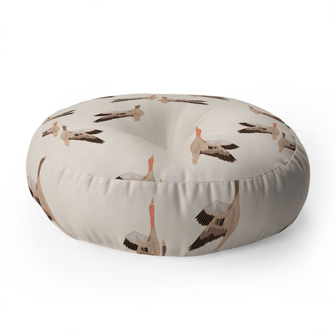 Iveta Abolina Geese Vertical Cream Floor Pillow Round