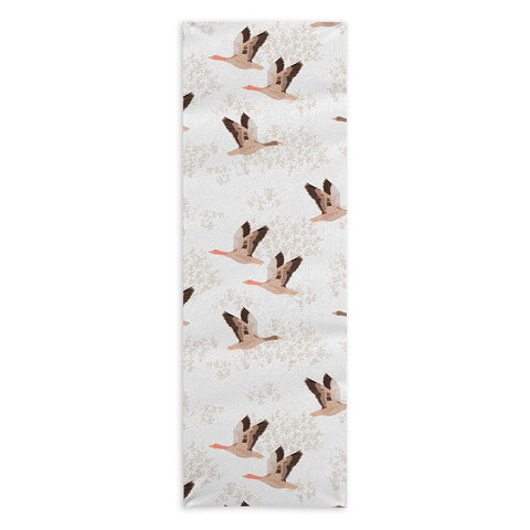 Iveta Abolina Geese White Yoga Towel