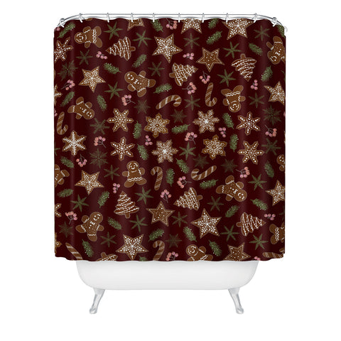 Iveta Abolina Gingerbread Cookies Red Shower Curtain