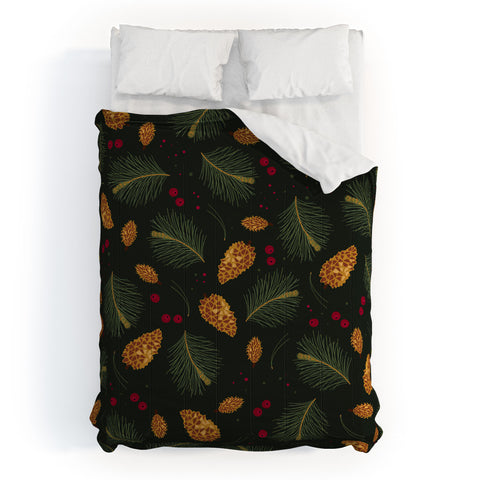 Iveta Abolina Golden Pine Cones Comforter