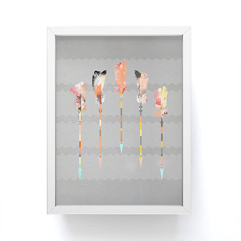 Iveta Abolina Gray Pastel Feathers Framed Mini Art Print