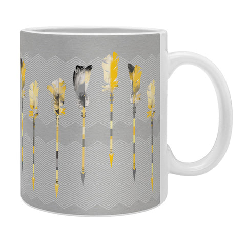 Iveta Abolina Gray Yellow Feathers Coffee Mug