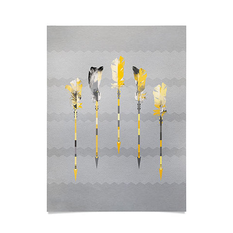 Iveta Abolina Gray Yellow Feathers Poster