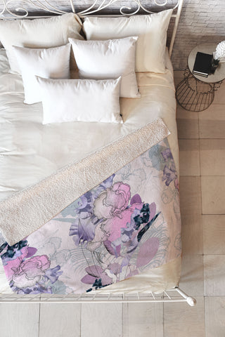 Iveta Abolina Iris Garden Fleece Throw Blanket