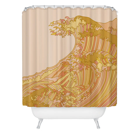 Iveta Abolina Japanese Coral Wave Shower Curtain